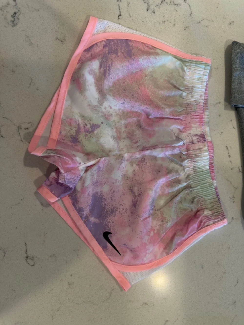 2T Nike Girls' Gray Dri-FIT Tee + Pink Marble Running Shorts Set